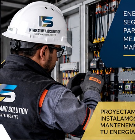 Ingeniero trabajando en gabinete eléctrico